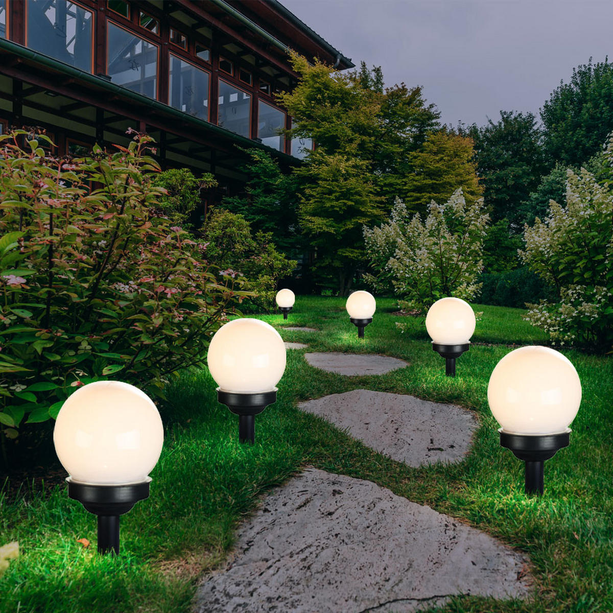 LED AUSSENLEUCHTE Solarkugel Weiß 4er Set - Weiß, Kunststoff (10/10/39cm) - Globo Lighting