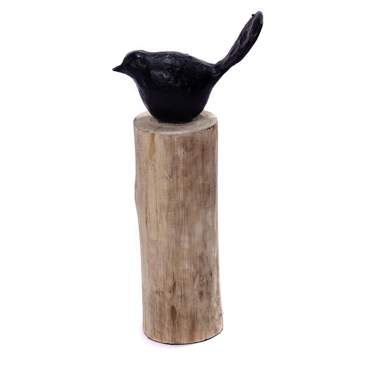 SKULPTUR VOGEL Birdy II Mangoholz-Sockel schwarz-natur - Naturfarben, Holz (10/27/15cm) - CREEDWOOD