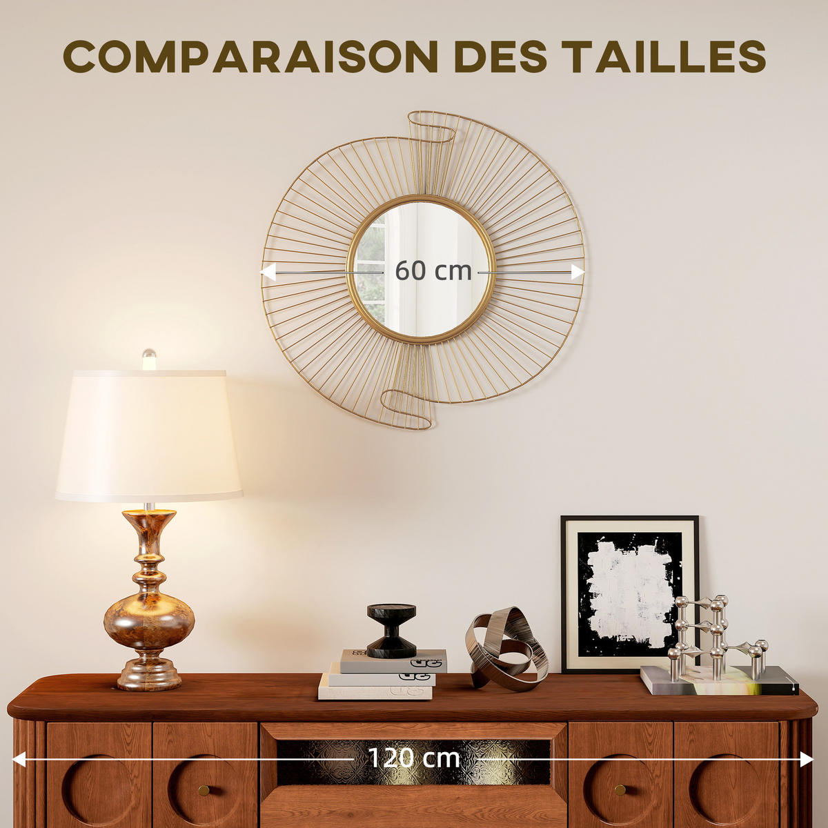 WANDSPIEGEL DE-14334 60 cm, mit 360°-Aufhängung Gold - Goldfarben, Metall (60/60/3.2cm) - ComfortXL