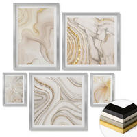 WANDBILDER 5er Set - 50x50 cm & 20x30 cm & 40x60 cm Silberner Rahmen - Landschaften Natur Felder Sonne - Silberfarben, Kunststoff (40/60cm) - ArtPrintCave