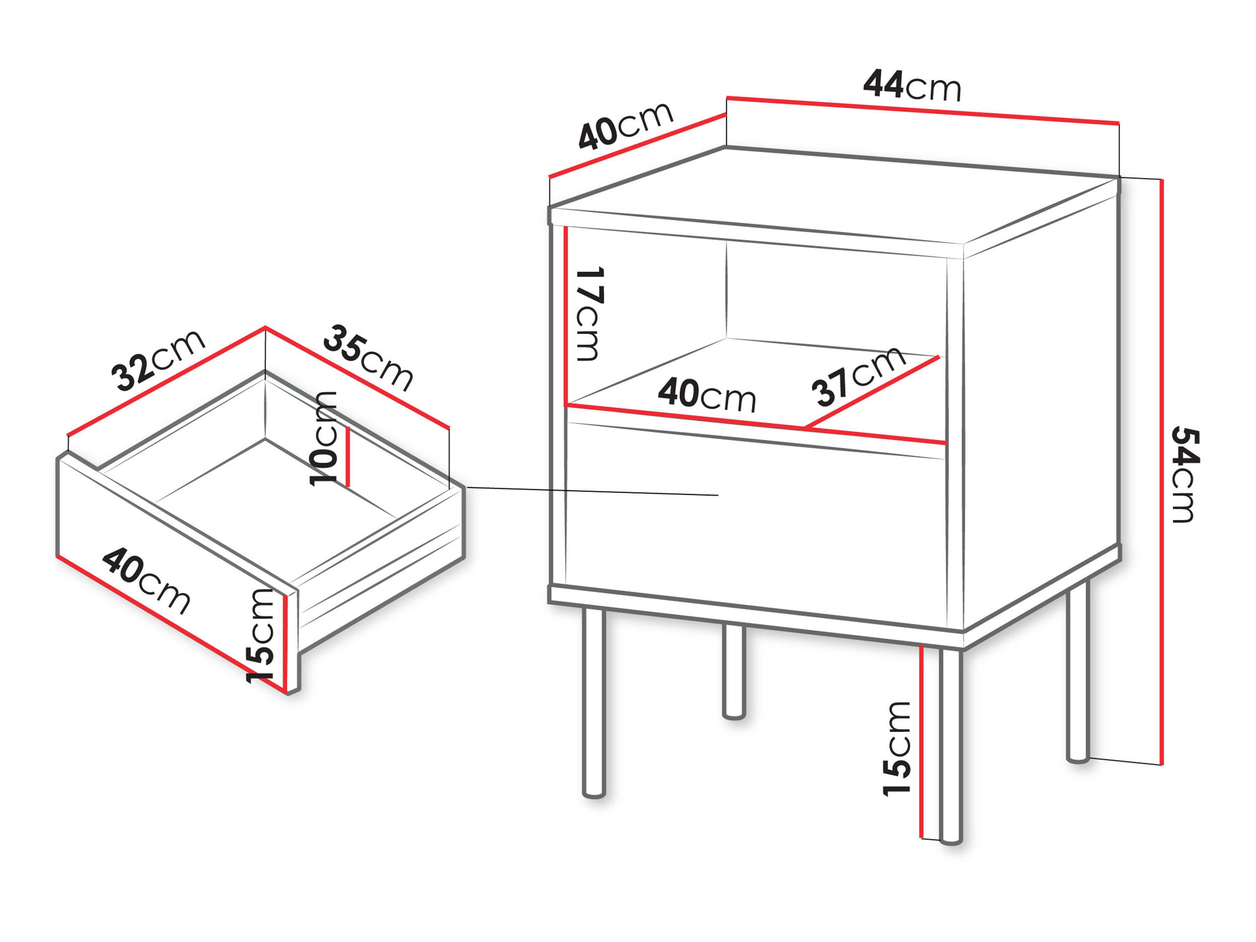 Thumbnail - Mirjan24 Nachttisch-Set, Grün, Holzwerkstoff, Rechteckig, 44x54x40 cm, Schlafzimmer, Nachttische
