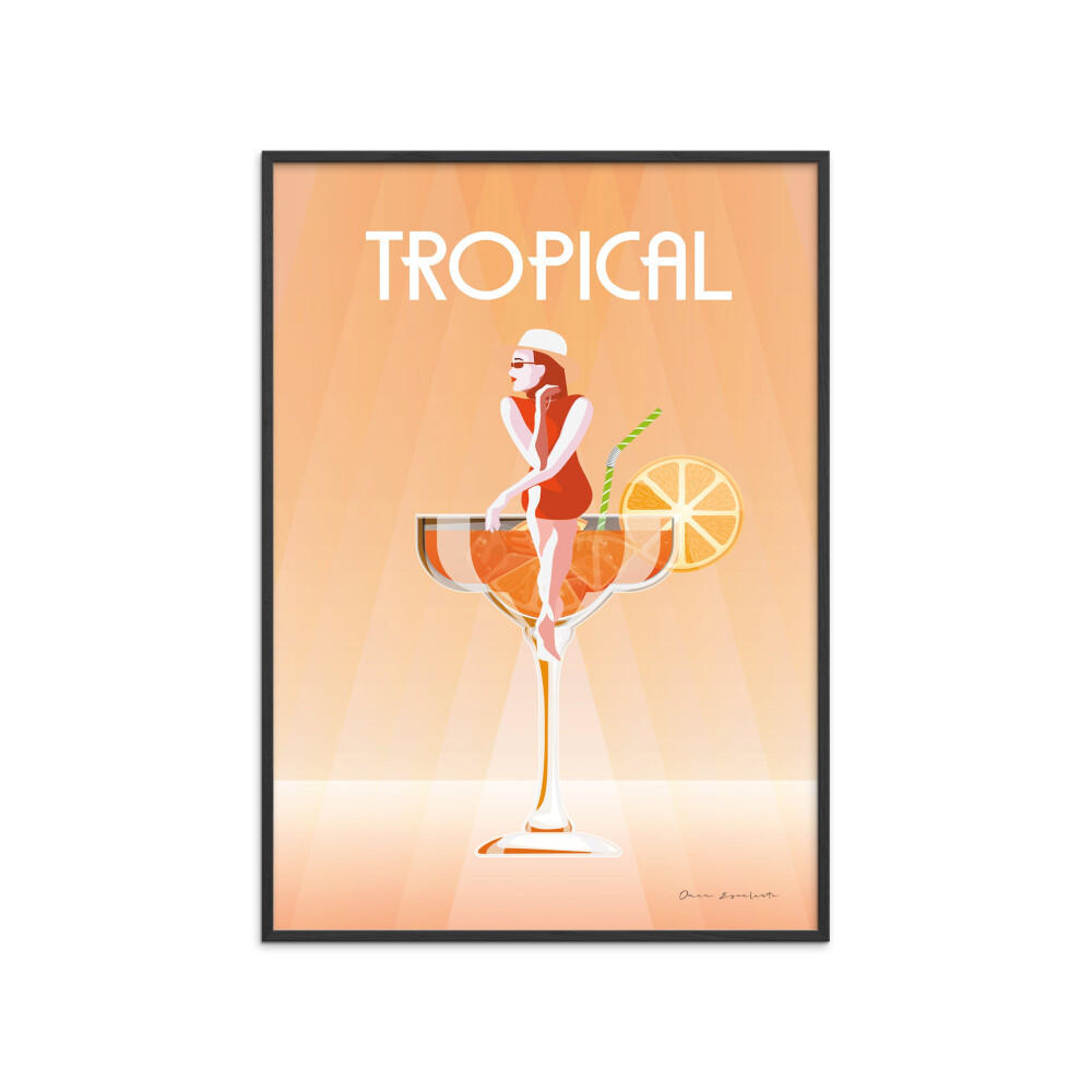 POSTER mit Rahmen Wild Apple - Tropical Drink - Schwarz/Orange, Holz/Papier (50/70cm) - Poster&Frame