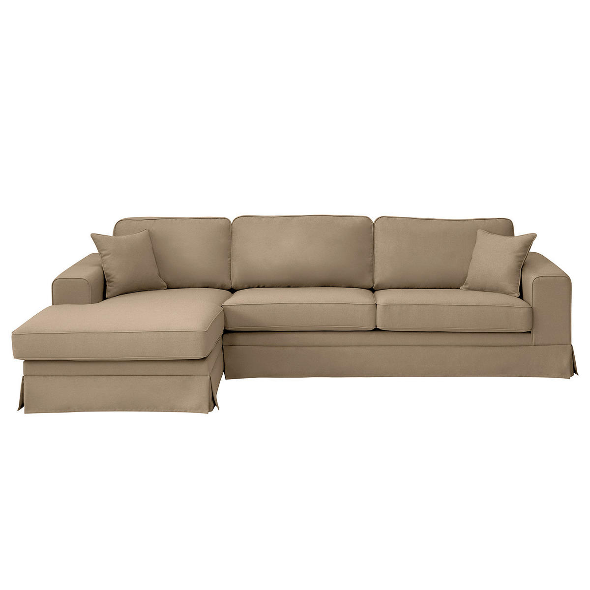 ECKSOFA mit Husse - Longchair, Webstoff - Hellbraun/Schwarz, Kunststoff/Textil (300/165cm) - home24