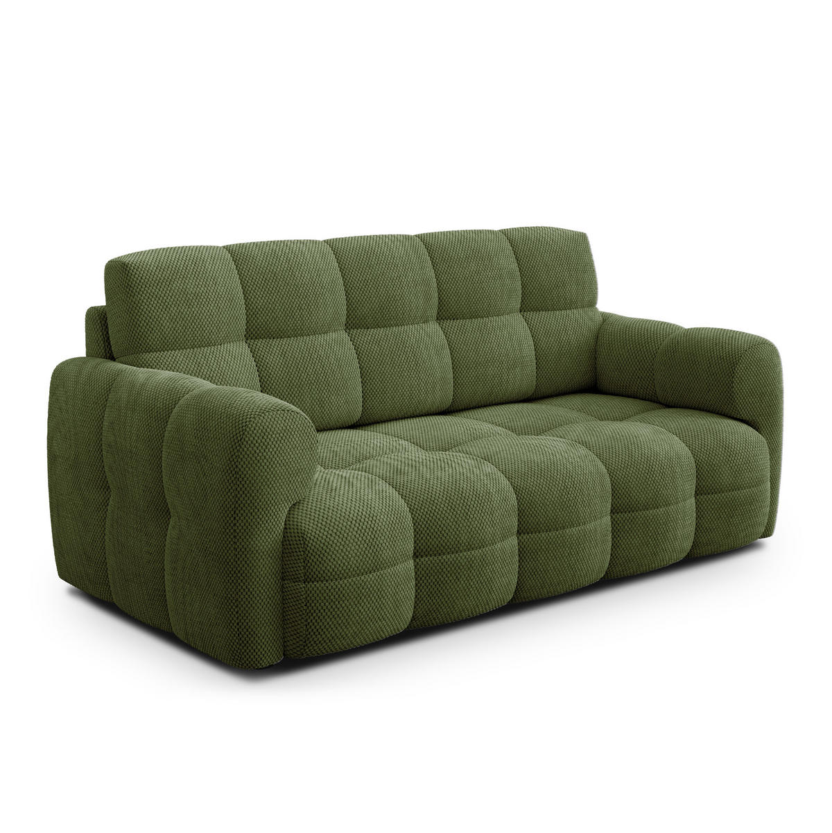 SOFA MELLOW 2,5-Sitzer, olive - Schwarz/Grün, Holz/Textil (183/87/98cm) - Courtois Laville