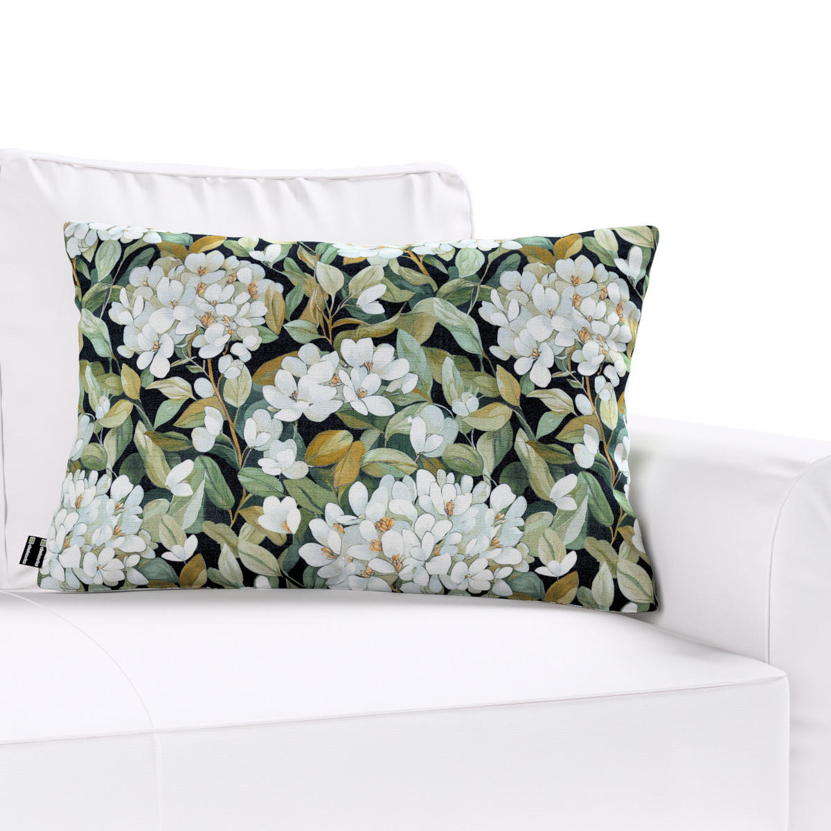 KISSENHÜLLE Botanic weiss- schwarz, 47x28 cm - Grün, Textil (47/28cm) - Dekoria