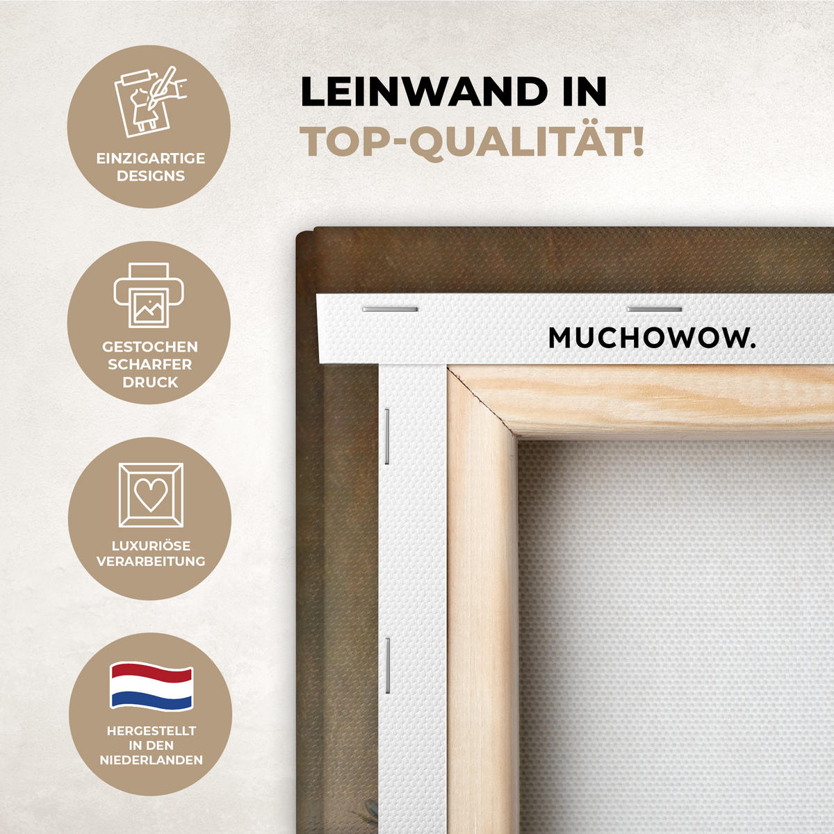 LEINWANDBILD Alte Meister - Blumen - Balthasar van der Ast Wandbild Wohnzimmer 60x80 cm - Hellbraun, Textil (60/80cm) - MuchoWow