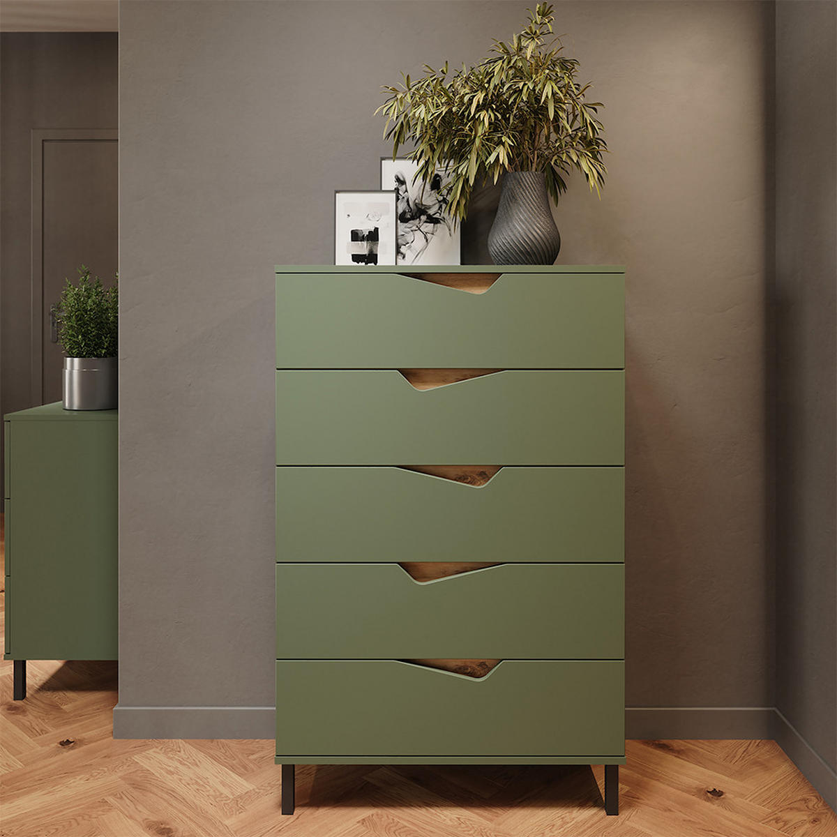 KREDENC Marelle Zelená/umělecká - zelená barva, kompozitní dřevo (76/120/38cm) - Vicco