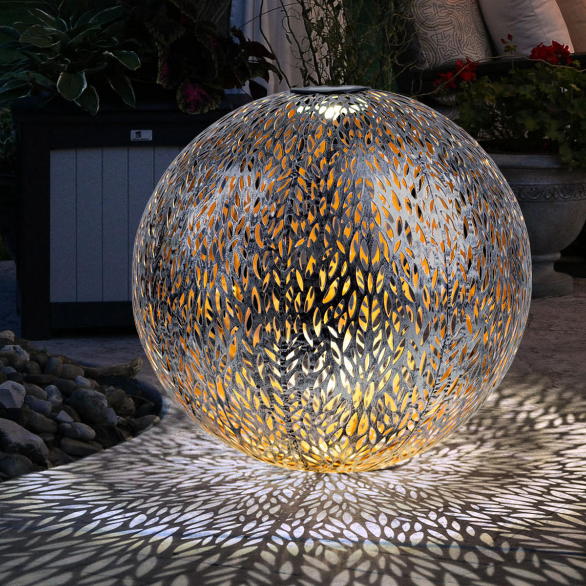 LED AUSSENLEUCHTE Silber Gartenlampe Erdspitz - Silberfarben, Metall (40/40/51cm)