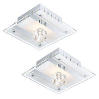 DECKENLEUCHTE Metall Silber kristall 2er Set - Silberfarben, Glas (18/18/8cm)