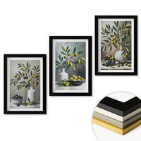 WANDBILDER 3er-Set - 20x30 cm Schwarzer Rahmen - Keramik olivgrau - Schwarz, Kunststoff (20/30cm) - ArtPrintCave