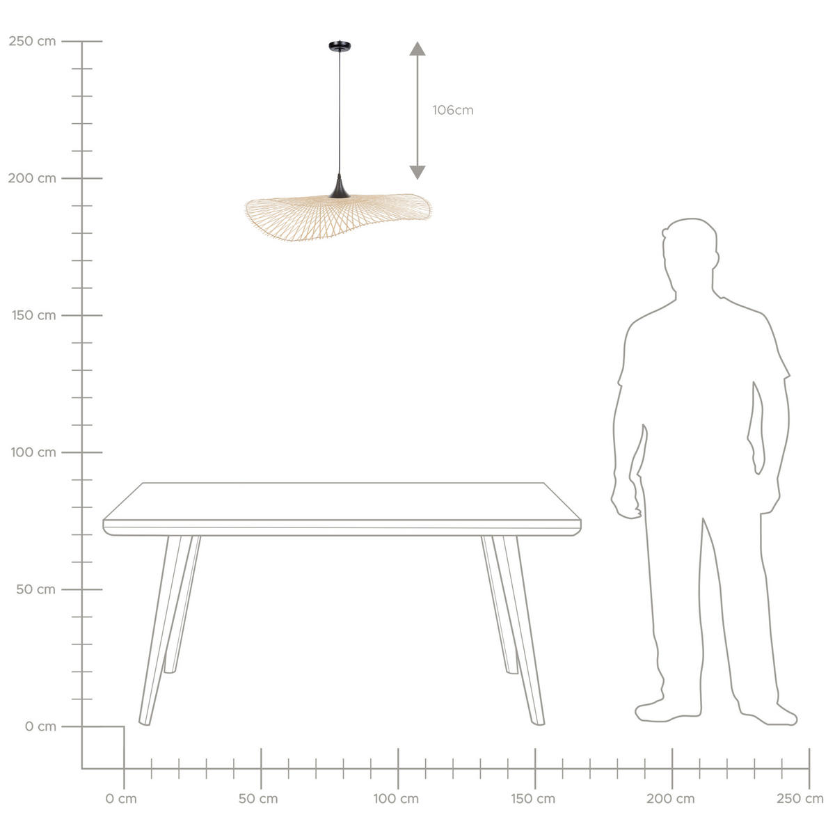 HÄNGELEUCHTE Floyd 80/80/130 cm - Hellbraun, Holz (80/80/130cm) - Beliani
