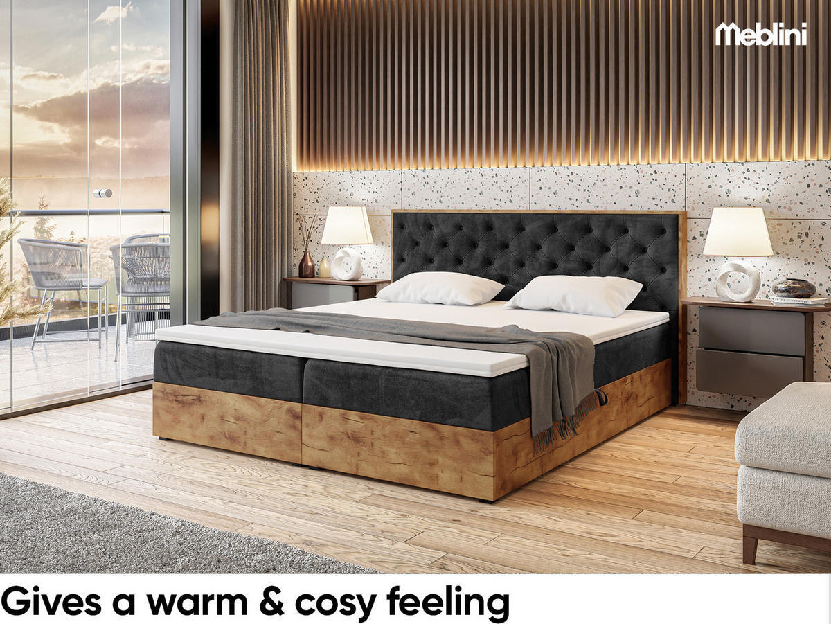 BOXBETT Lofty 3 - Schwarz, Holzwerkstoff/Textil (140/200cm) - Meblini