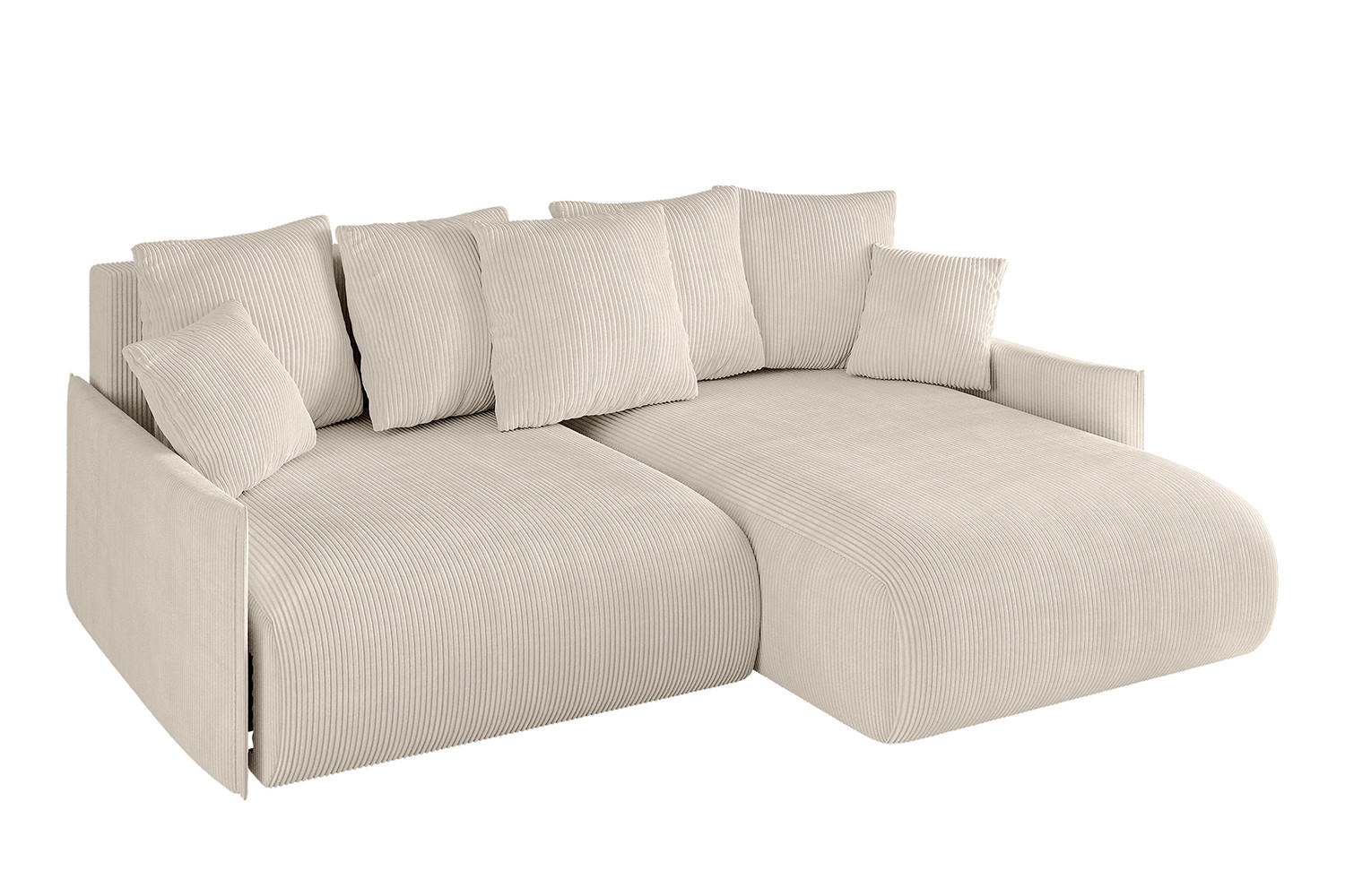 ECKSOFA Ottomane rechts ONESK-L -v1 216x177x72 Beige Cord - Beige, Holzwerkstoff/Kunststoff (177/216cm) - ALTDECOR