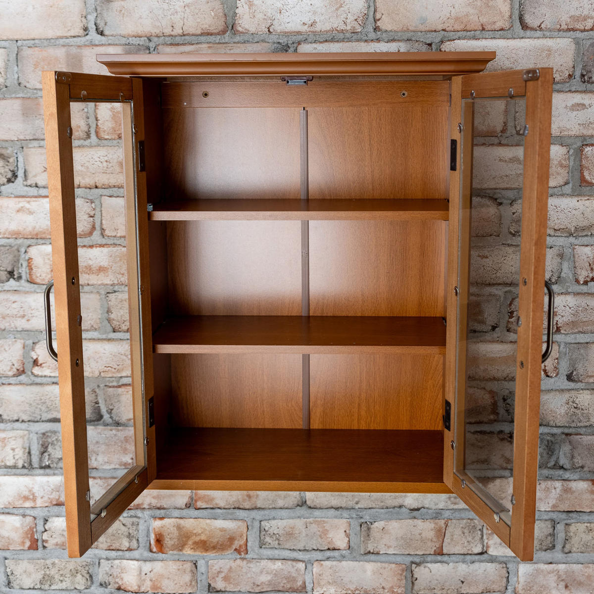 WANDBADSCHRANK mit Glastüren, 61cm, Braun - Braun, Holzwerkstoff (22/61/52cm) - Teamson Home