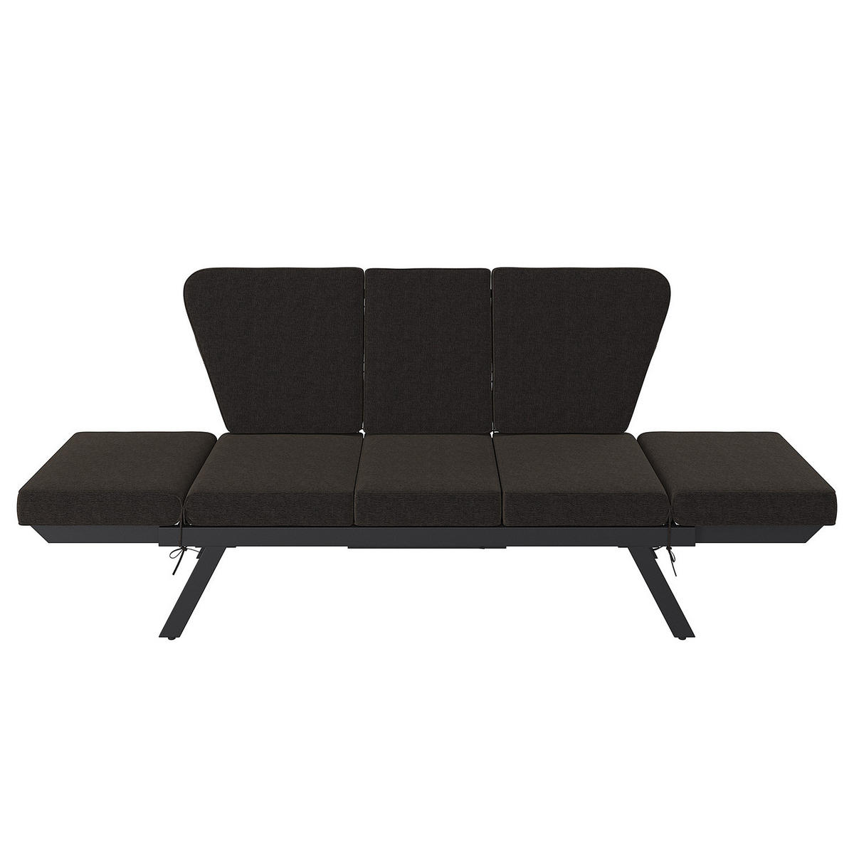 LOUNGESOFA - Stahl / Polyester - Anthrazit - Anthrazit/Braun, Holz/Textil (176/83/75cm) - home24