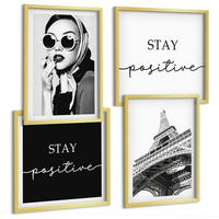 BILDER SET 4er Set - 50x50 cm & 40x60 cm Goldrahmen - Porträts, Eiffelturm-Slogans - Goldfarben, Kunststoff (50/50cm) - TULUP