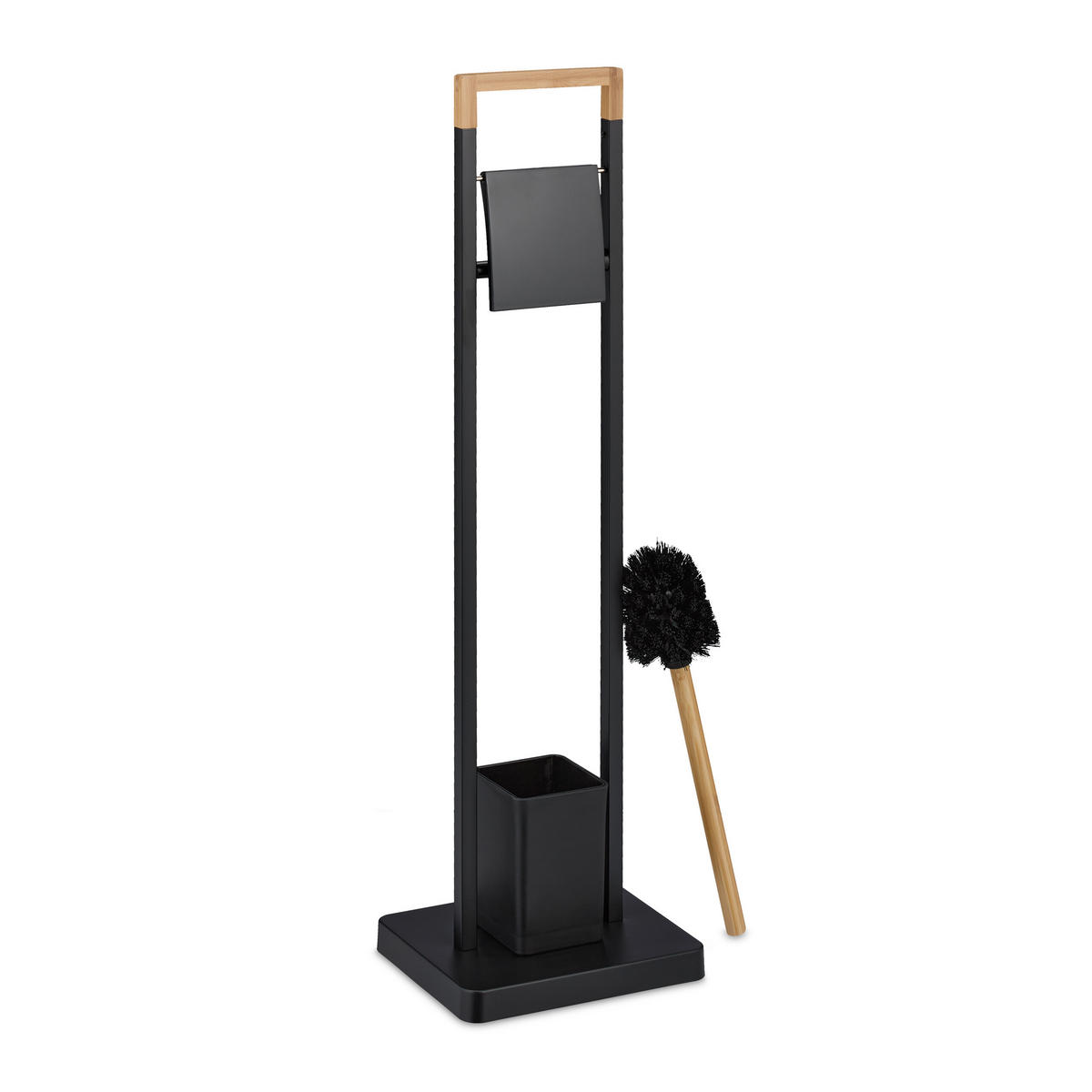 WC-GARNITUR - Schwarz, Holz/Kunststoff (23/77/18cm) - Relaxdays