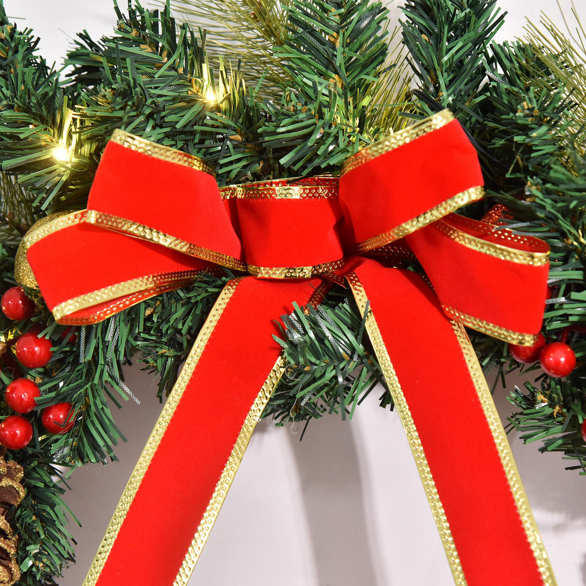 KÜNSTLICHER Weihnachtskranz mit 20 LEDs Grün 60.0/60.0/2.54 cm - Grün, Kunststoff (60cm)