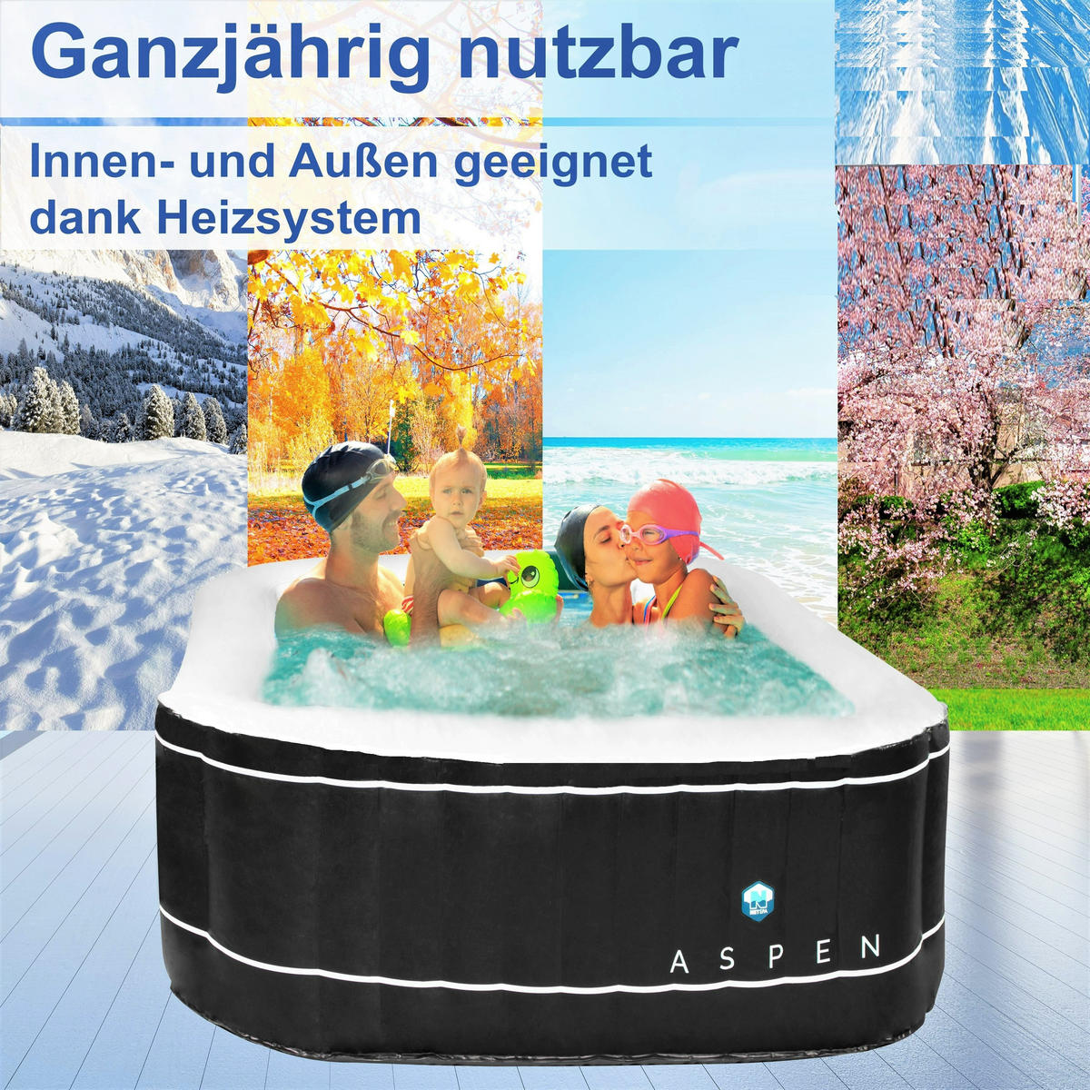 WHIRPOOL SPA Schwarz - Schwarz, Kunststoff (168/58/168cm) - Aspen