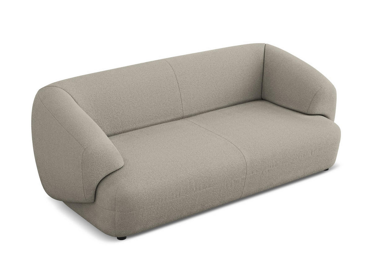 3-SITZER SOFA Bouclé Stoff Beige - Beige/Schwarz, Kunststoff/Textil (212/81/98cm) - Makamii