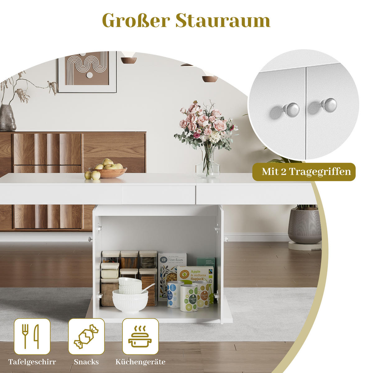AUSZIEHTISCH Weiß 140-180/80/76 cm - Weiß, Holz (80/140/76cm) - PANGIVO