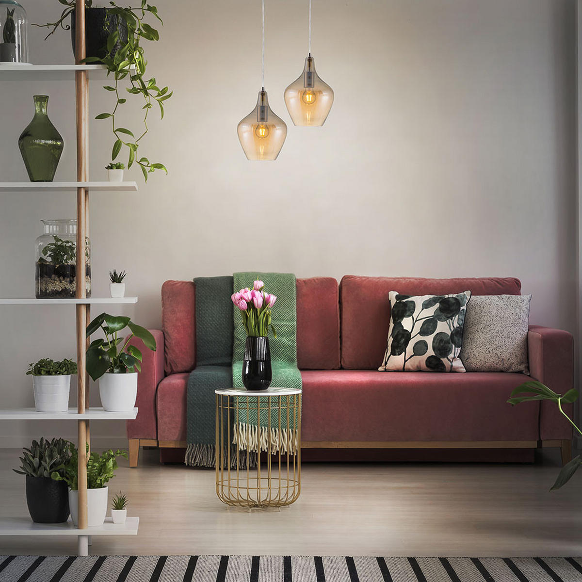 LED HÄNGELEUCHTE Metall Orange - Orange, Glas (22/22/150cm) - Nowa