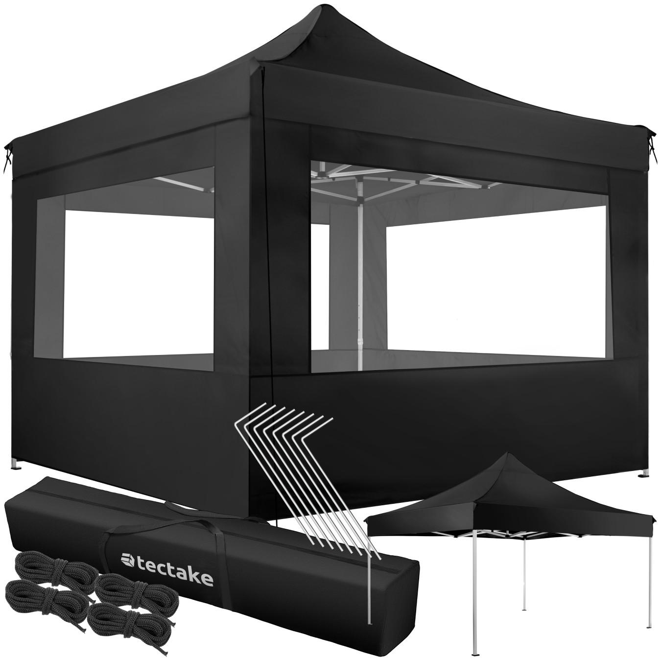 PAVILLON Olivia,inklusive Spannseilen, Heringen und Tragetasche,schwarz - Schwarz, Kunststoff (300/280/300cm) - tectake