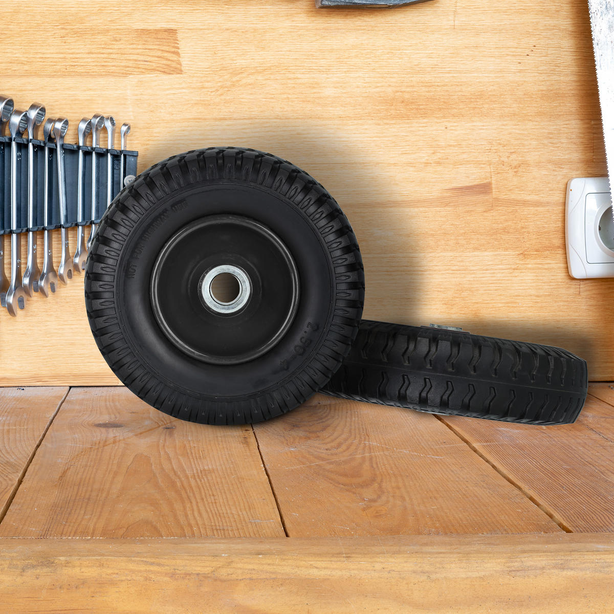 2XSCHUBKARRENRAD - Schwarz, Kunststoff/Metall (22/22/6.5cm) - Relaxdays