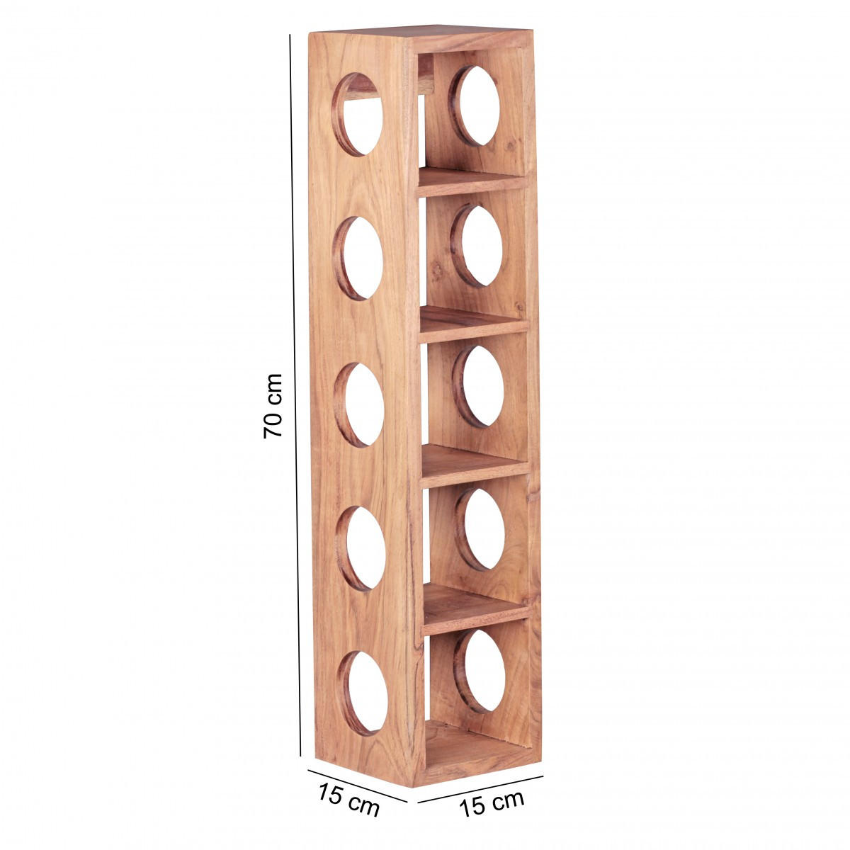 WEINREGAL Massivholz mit 5 Fächern Wandmontage Edelholz-Optik, Beige 70 cm - Beige, Holz (15/70/15cm) - KADIMA DESIGN