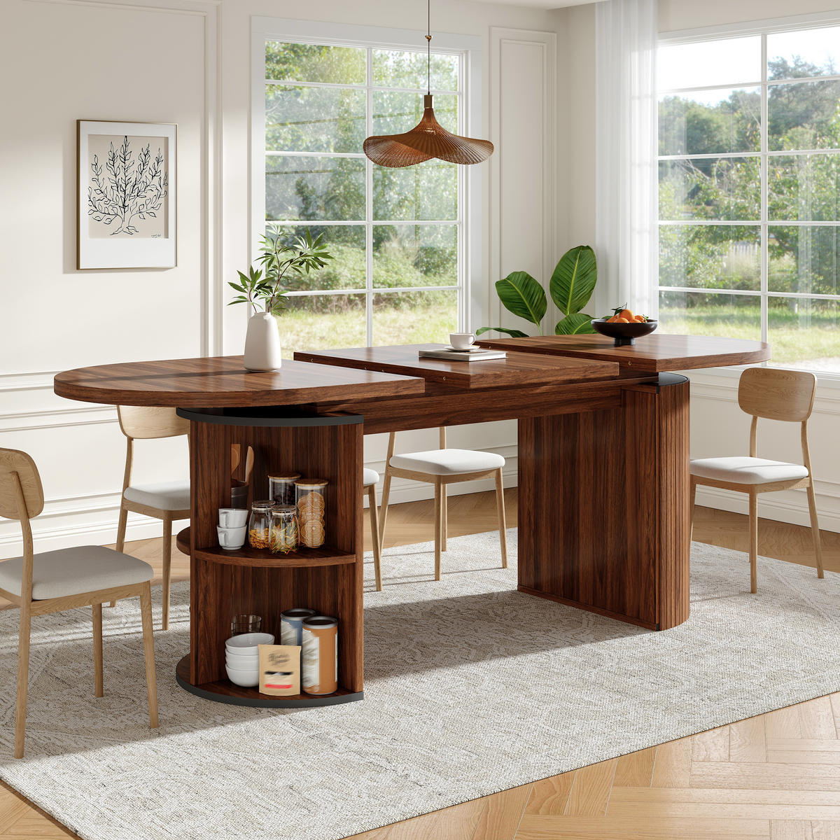 ESSTISCH Ausziehbar Stauraum MDF Dunkelbraun - Dunkelbraun, Holzwerkstoff (80/160/76cm) - FLIEKS