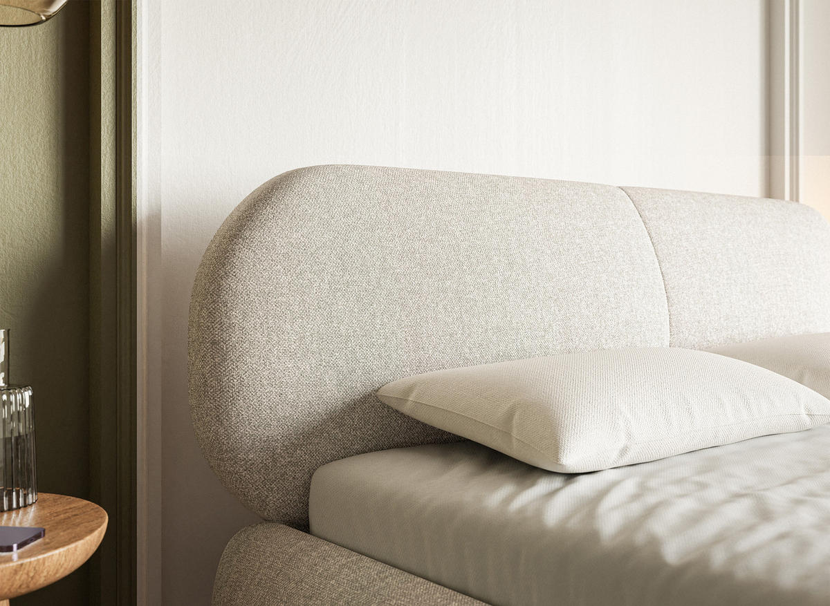 POLSTERBETT Ovalle Cremeweiß mit goldenen Metallbeinen 140 cm - Goldfarben/Creme, Textil/Metall (140/200cm) - Selsey