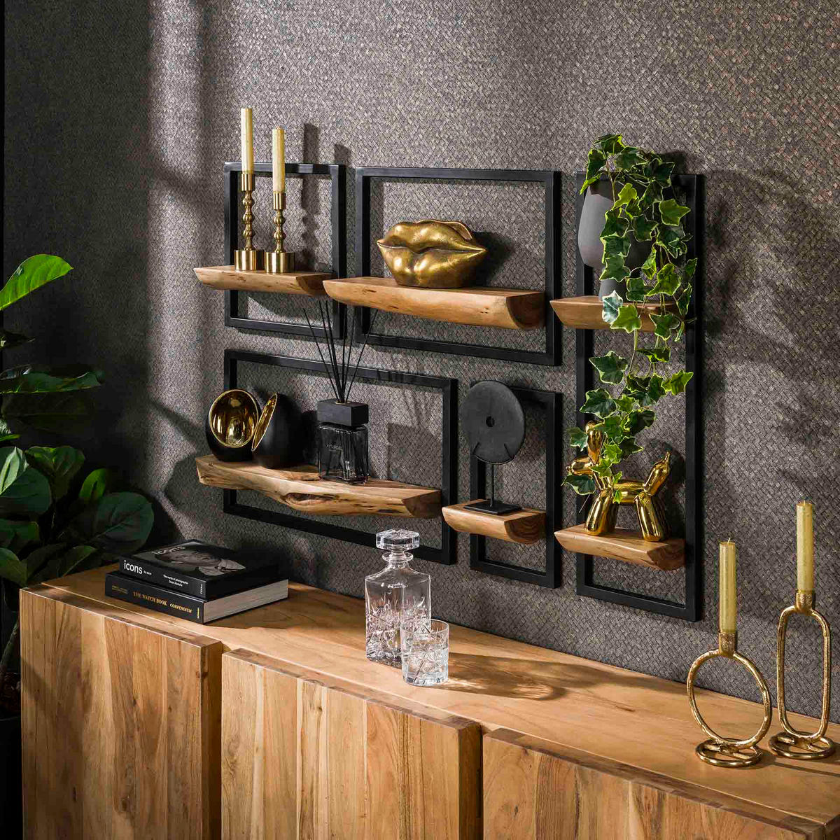 WANDREGAL Edge Braun 12/25/75 cm - Braun, Holz (25/75/12cm) - Hoyz Collection