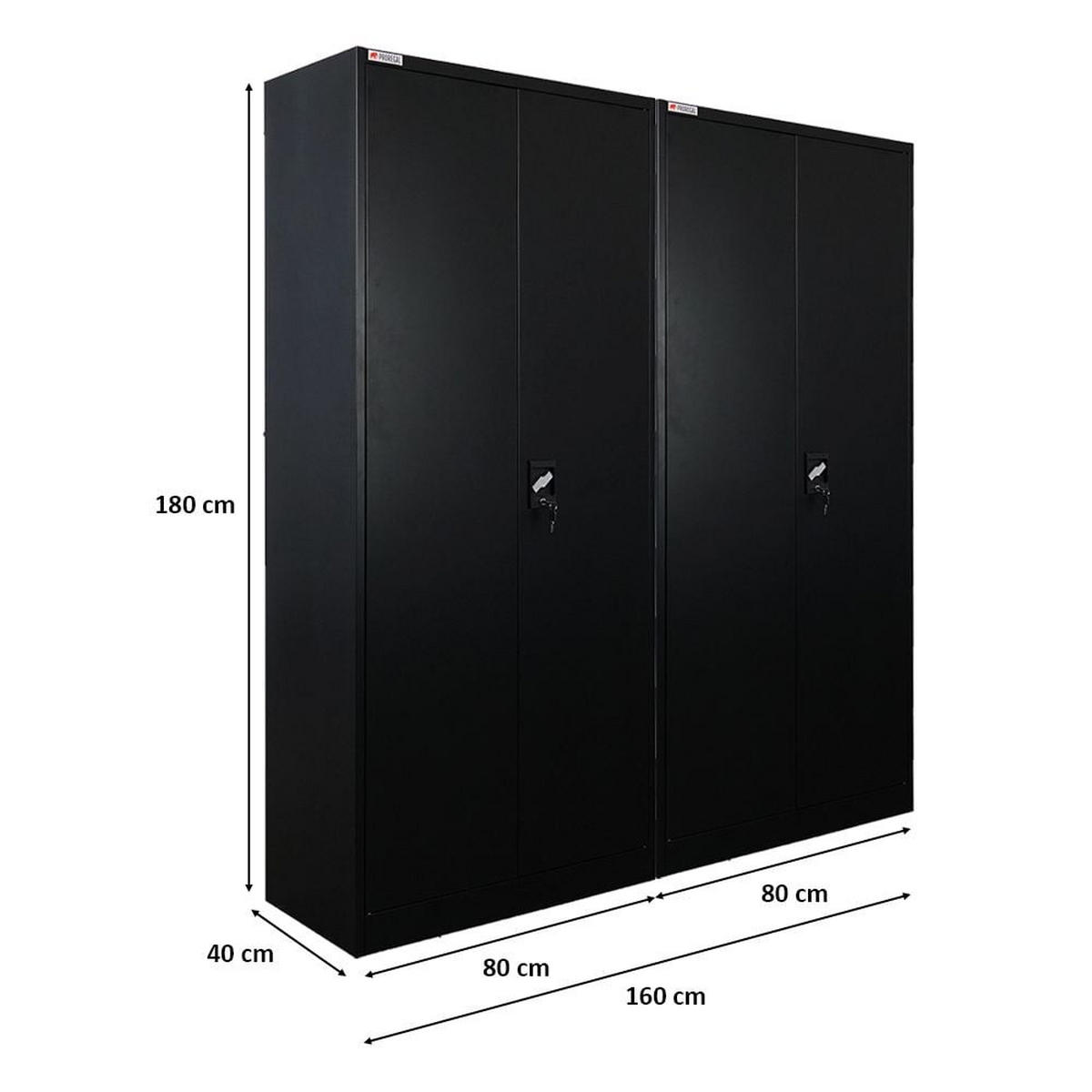 FLÜGELTÜRENSCHRANK Elephant 2er-Set komplett montiert 180x80x40cm 6 Fächern & Kleiderstange Schwarz - Schwarz, Metall (160/180/40cm) - PROREGAL