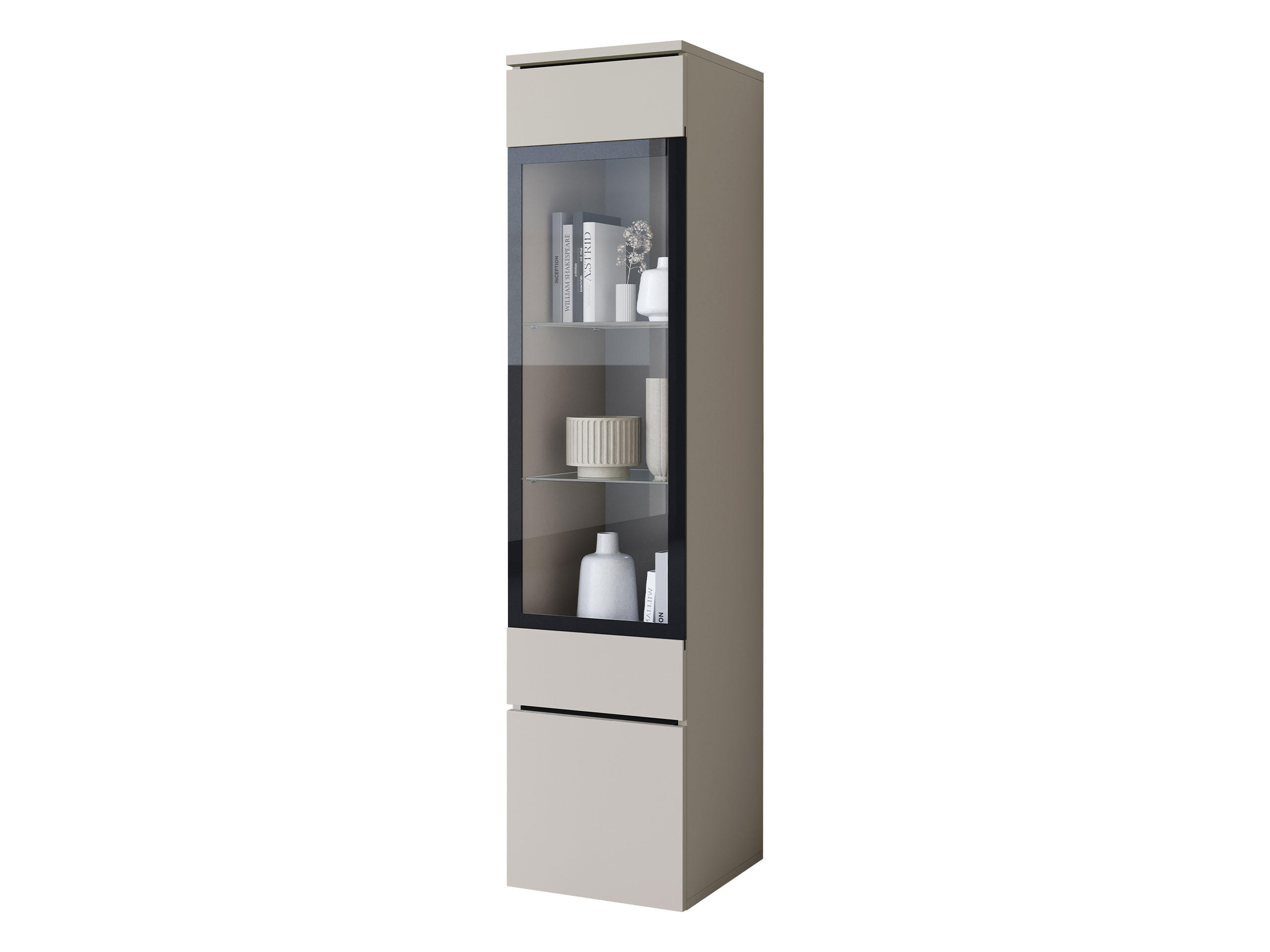 HÄNGEVITRINE Vera 002 mit LED Beleuchtung - Kaschmir/Alufarben, Holzwerkstoff/Kunststoff (30/130/33cm) - MIRJAN24