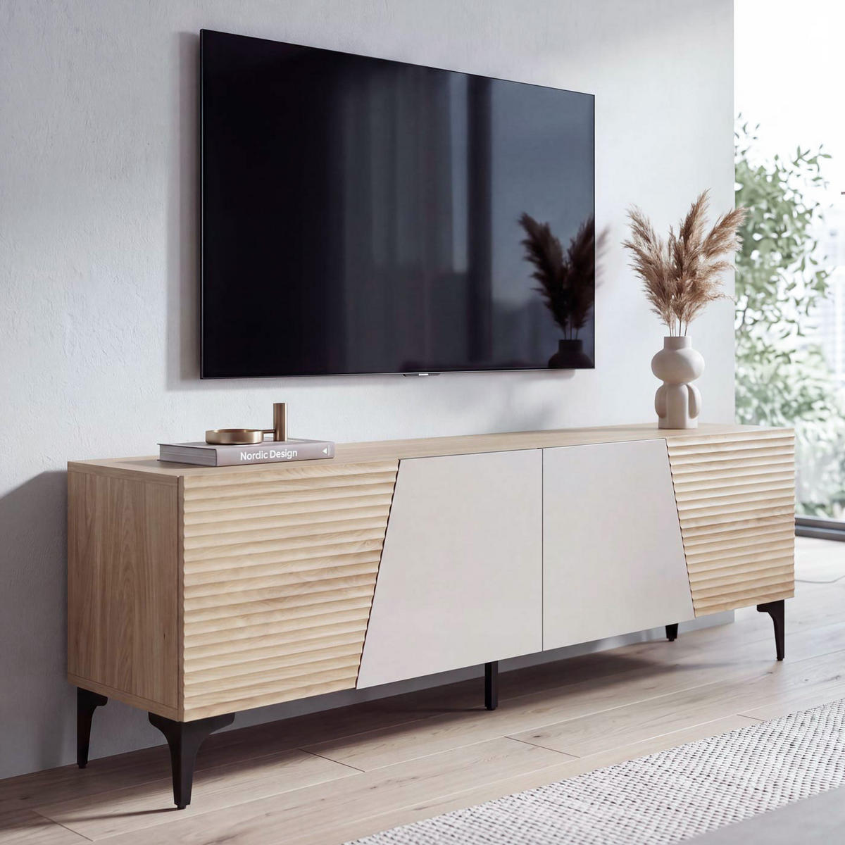 TV-RACK Eiche Dekor - Eiche Wotan, Holz (160/55/42cm) - MCW