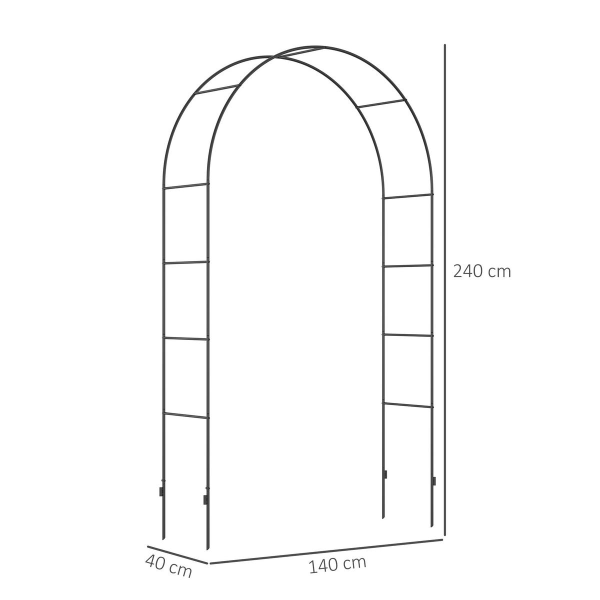 RŮŽOVÝ OBLOUK, kov, černý - černá, kov (40/240/140cm) - Outsunny