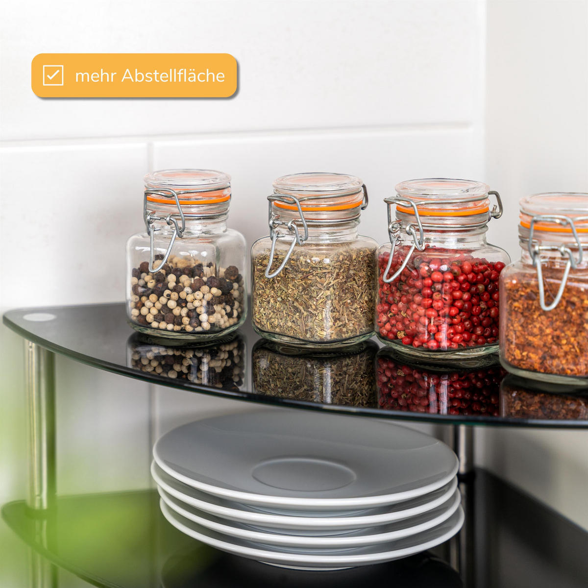 ECKREGAL, Glas, Metall, schwarz - Schwarz, Glas (28/21/28cm) - bremermann