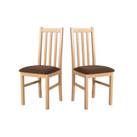 STUHL 2er Set BOS 10, sonoma - Braun/Sonoma Eiche, Holz (43/94/40cm) - Leaf Design