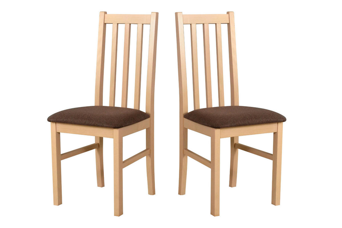 STUHL 2er Set BOS 10, sonoma - Braun/Sonoma Eiche, Holz (43/94/40cm) - Leaf Design