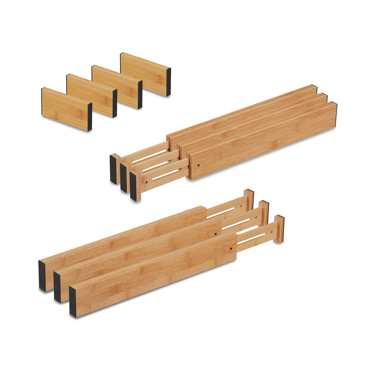 10tlg.SCHUBLADENTRENNER - Hellbraun, Holz/Kunststoff (56.5/6/2cm) - Relaxdays