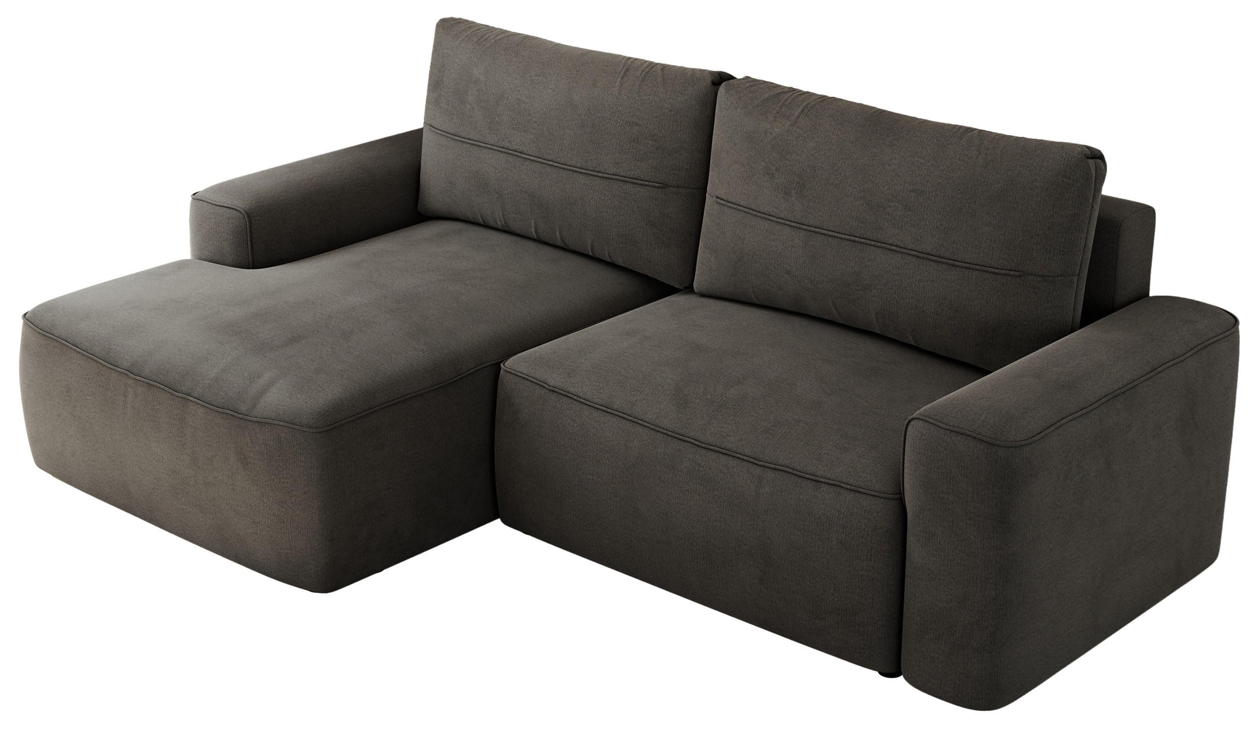 ECKSOFA BELLUNO L Dunkelgrau Velvet - Links - Dunkelgrau/Schwarz, Textil (144/233cm) - MKS