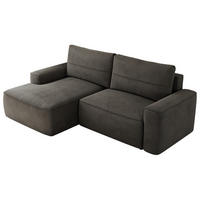 ECKSOFA BELLUNO L Dunkelgrau Velvet - Links - Dunkelgrau/Schwarz, Textil (144/233cm) - MKS