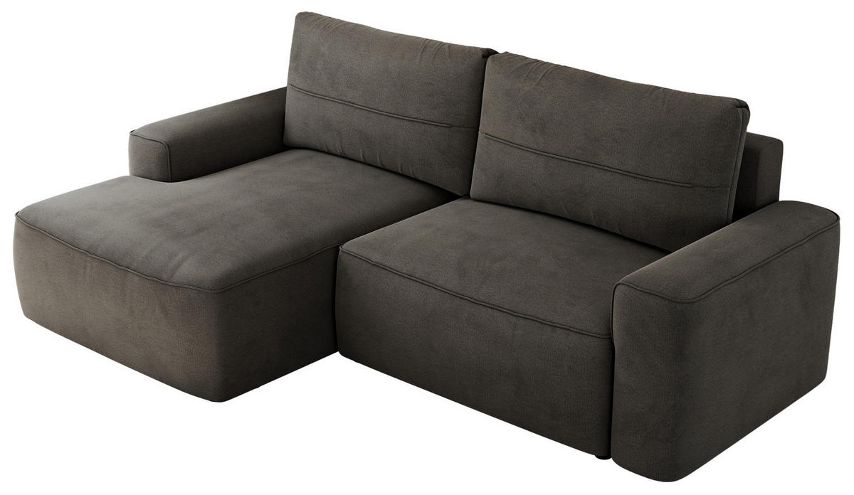 ECKSOFA BELLUNO L Dunkelgrau Velvet - Links - Dunkelgrau/Schwarz, Textil (144/233cm) - MKS