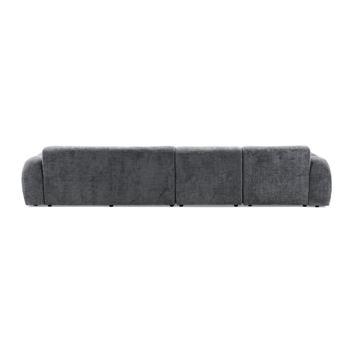5-SITZER modulares Ecksofa VEER SET 2 Links, 379 x 175 cm, Chenille Webstoff Dunkelgrau - Dunkelgrau/Schwarz, Holz/Kunststoff (379/175cm) - Muffo