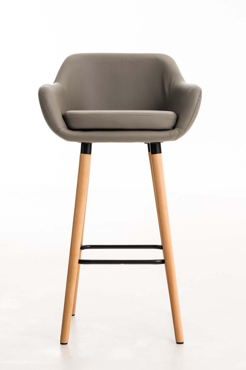 BARHOCKER Lederlook Taupe - Taupe/Eukalyptusholzfarben, Holz/Textil (55/99/46cm) - CLP