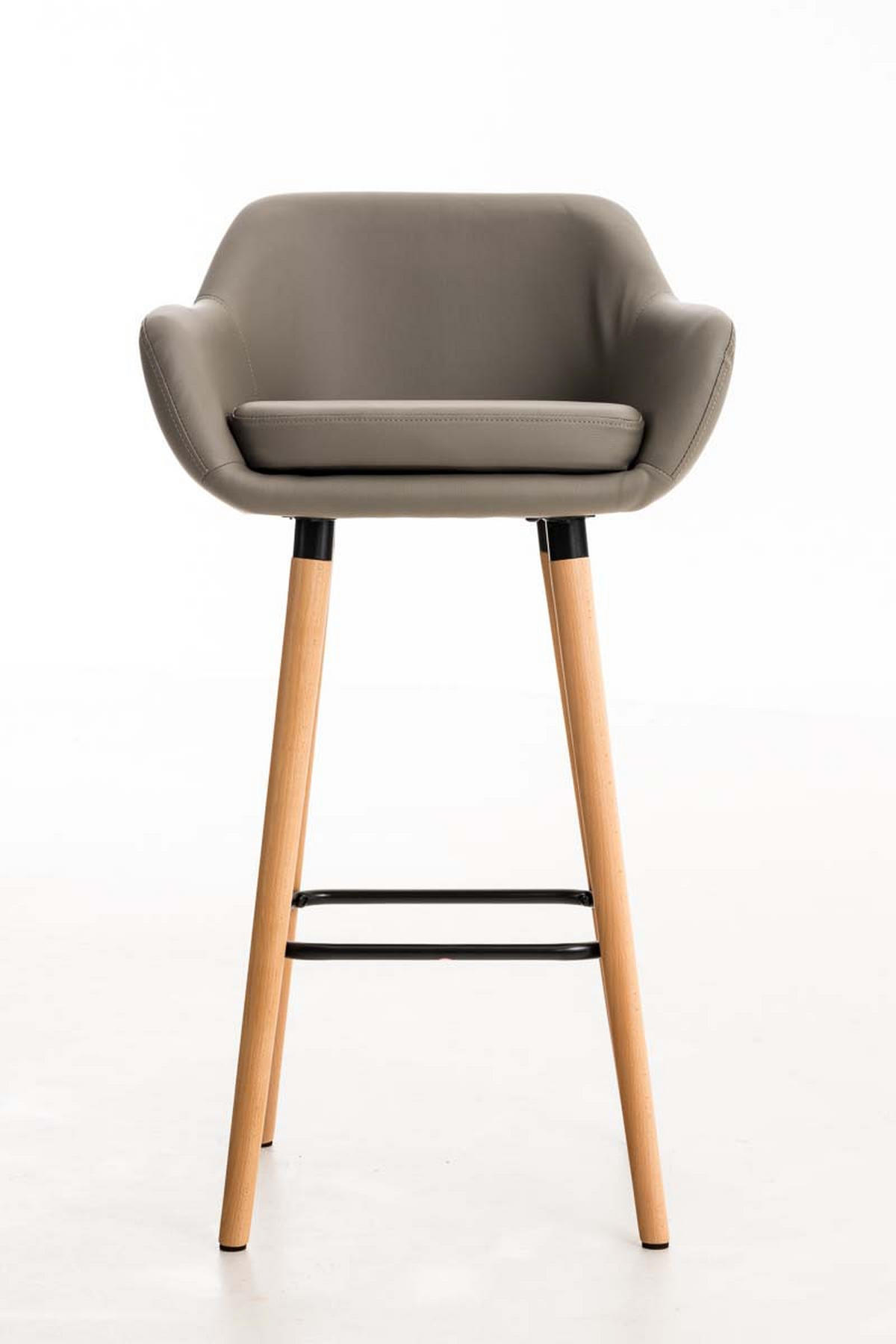 BARHOCKER Lederlook Taupe - Taupe/Eukalyptusholzfarben, Holz/Textil (55/99/46cm) - CLP