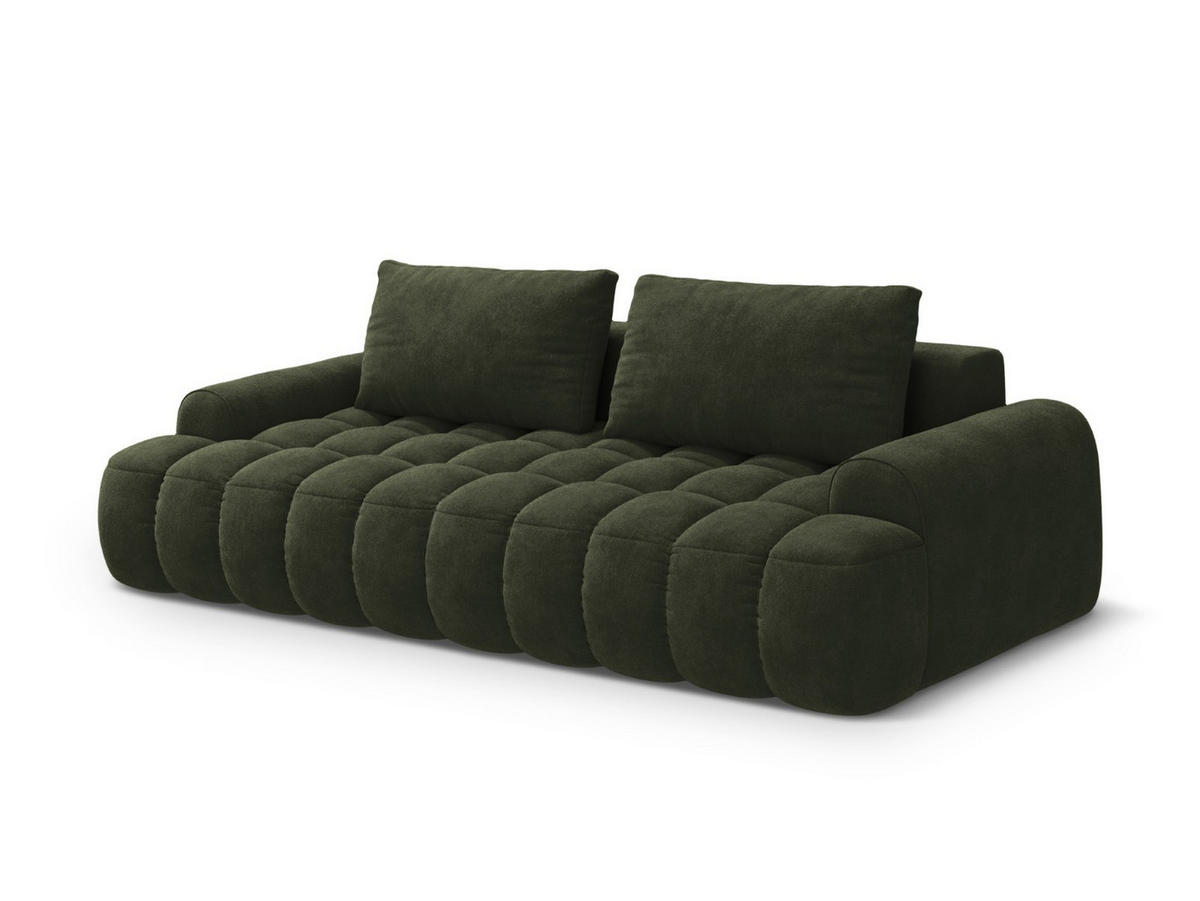 AUSKLAPPBARES-SOFA mit Bettkasten Linz aus Samt grün 4 Sitzplätze - Grün, Textil (100/84/250cm) - Cosmopolitan Design