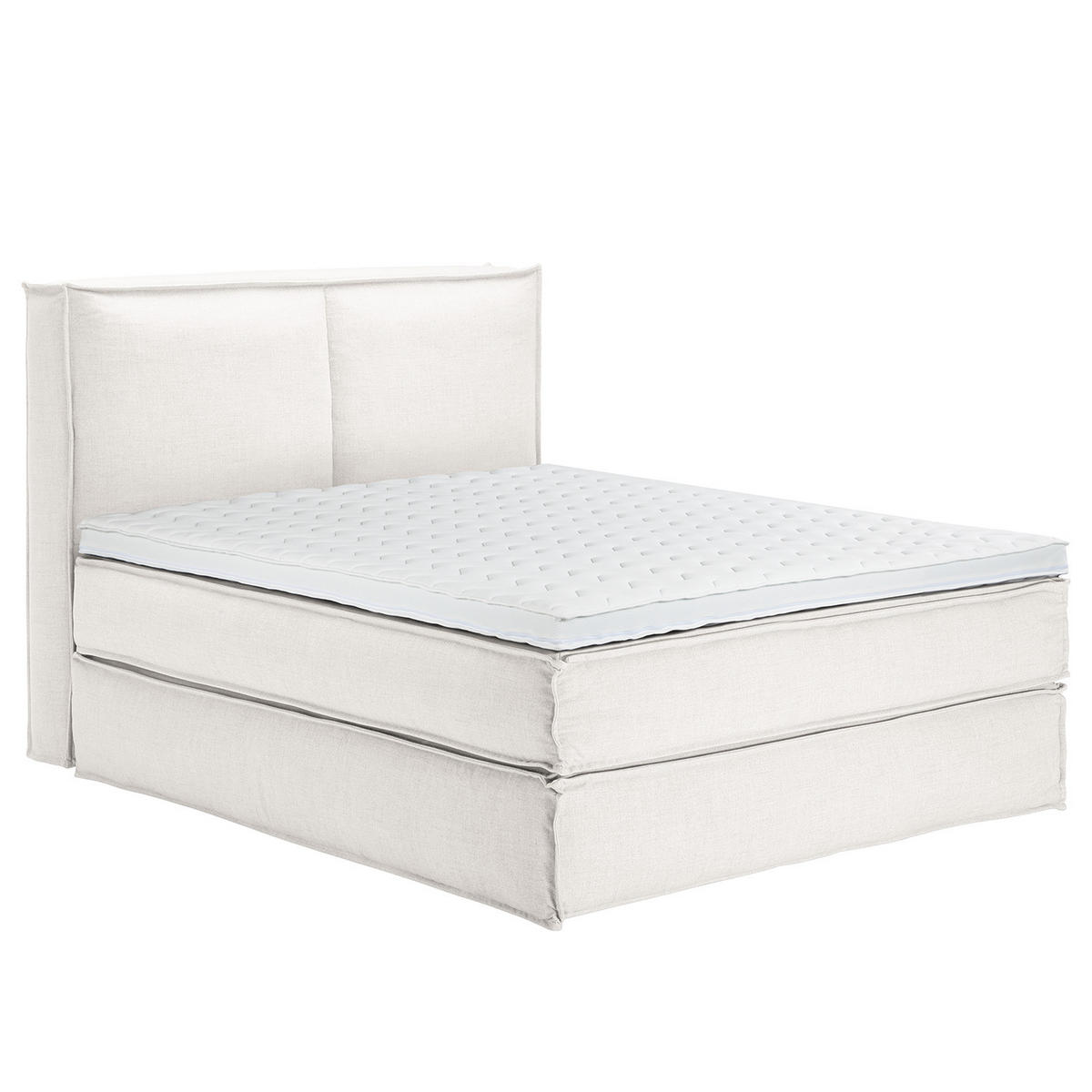 BOXSPRINGBETT mit Kopfteil - Premium - Weiß, Textil (160/200cm) - home24