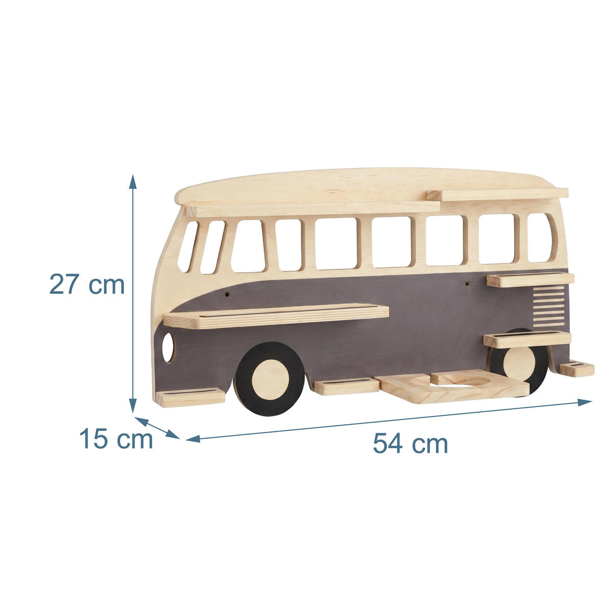 WANDREGAL Natur Grau Busform für Hörfiguren - Multicolor, Holz (54/27/15cm) - Relaxdays