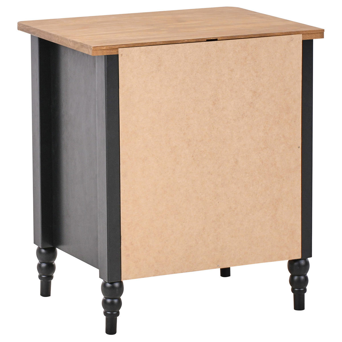 NACHTTISCH Schwarz/Gold/Heller Holzfarbton Shillington - Hellbraun/Goldfarben, Holz (46/52/35cm) - Beliani